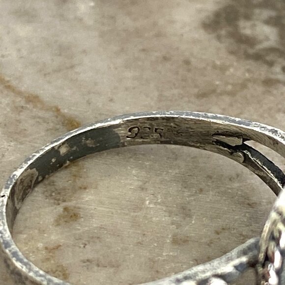 Sterling Silver 925 Bezel Set Oval Abalone Shell Floral Accent Ring Sz 3.75 - Picture 8 of 16